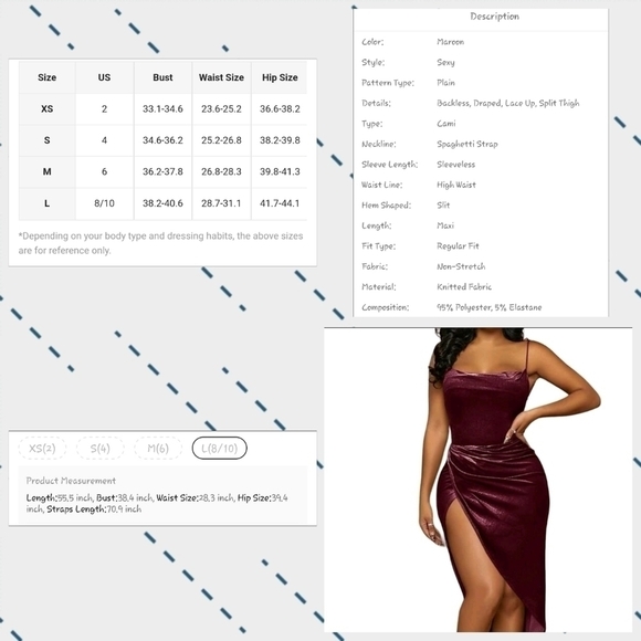 Women's Lace-Up Backless Thigh-Split Cami Dress with Draped Collar - Picture 2 of 6